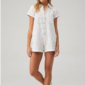 Show Me Your Mumu Leopard Print Button-Front Romper